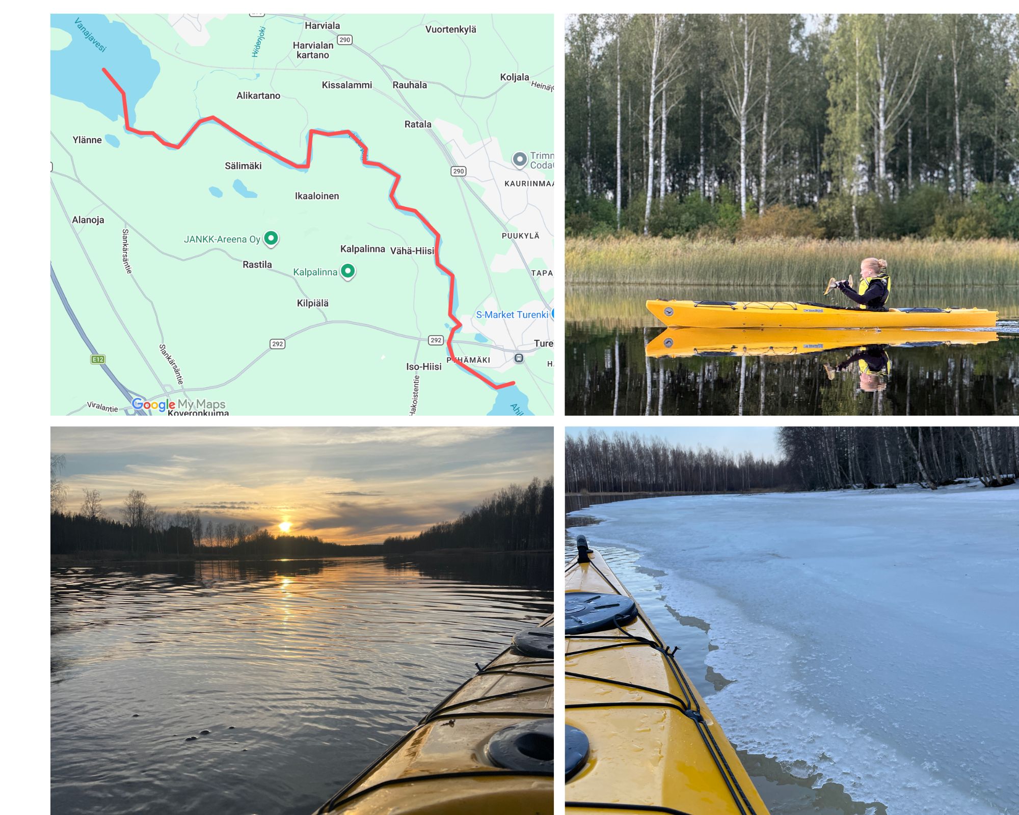 Rehakanjoki–Hyvikkälänjoki melontareitti kartalla